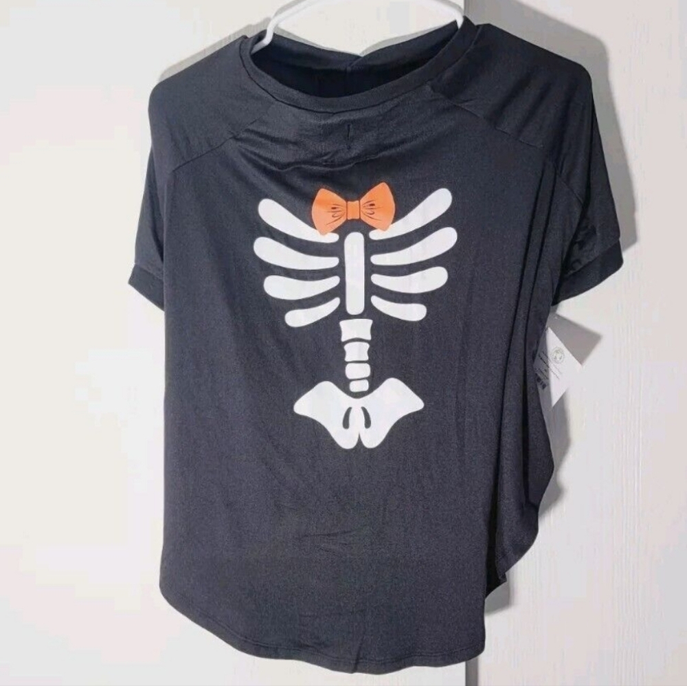 Celebrate! Halloween XL Black skeleton dog shirt pj's t shirt material BD1-2